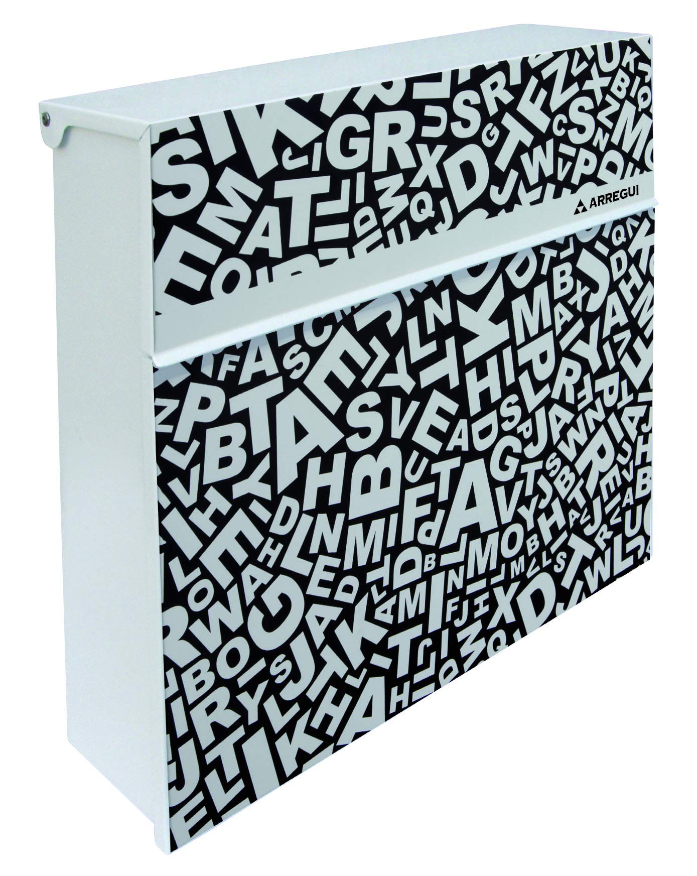 ARREGUI Plate E6512 Exterior Steel Mailbox with Screen Printing Decorative Words, Size L (Magazines, C4 Envelopes), Mailbox with Capped Lock, Wall Letterbox, Large Mailbox, Rainproof, White