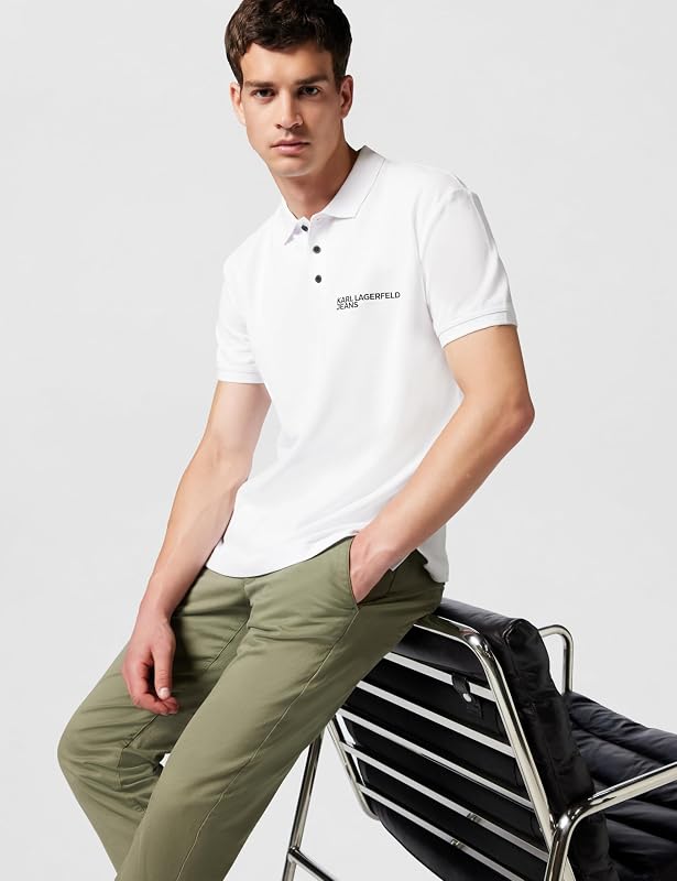 Uomo Regular Pique Polo Bianco XL