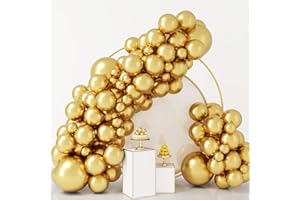 RUBFAC 92pcs Metallic Gold Balloons Chrome Gold Balloon Different Sizes 18 12 10 5 Inch Gold Latex Balloons for Happy New Year Decorations 2024 Birthday Party Graduation