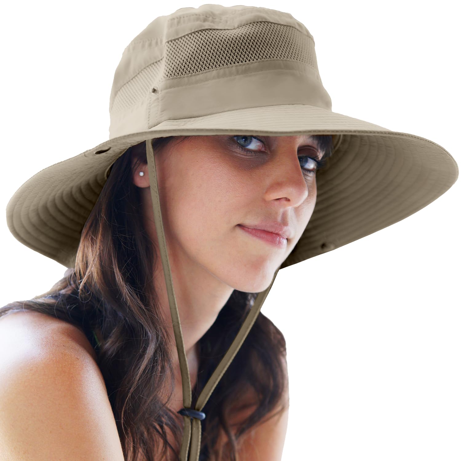 Shape Flexer UPF 50 Sun Hat Khaki Boonie Fishing Safari Wide Brim Neck NWOT Men main image 3