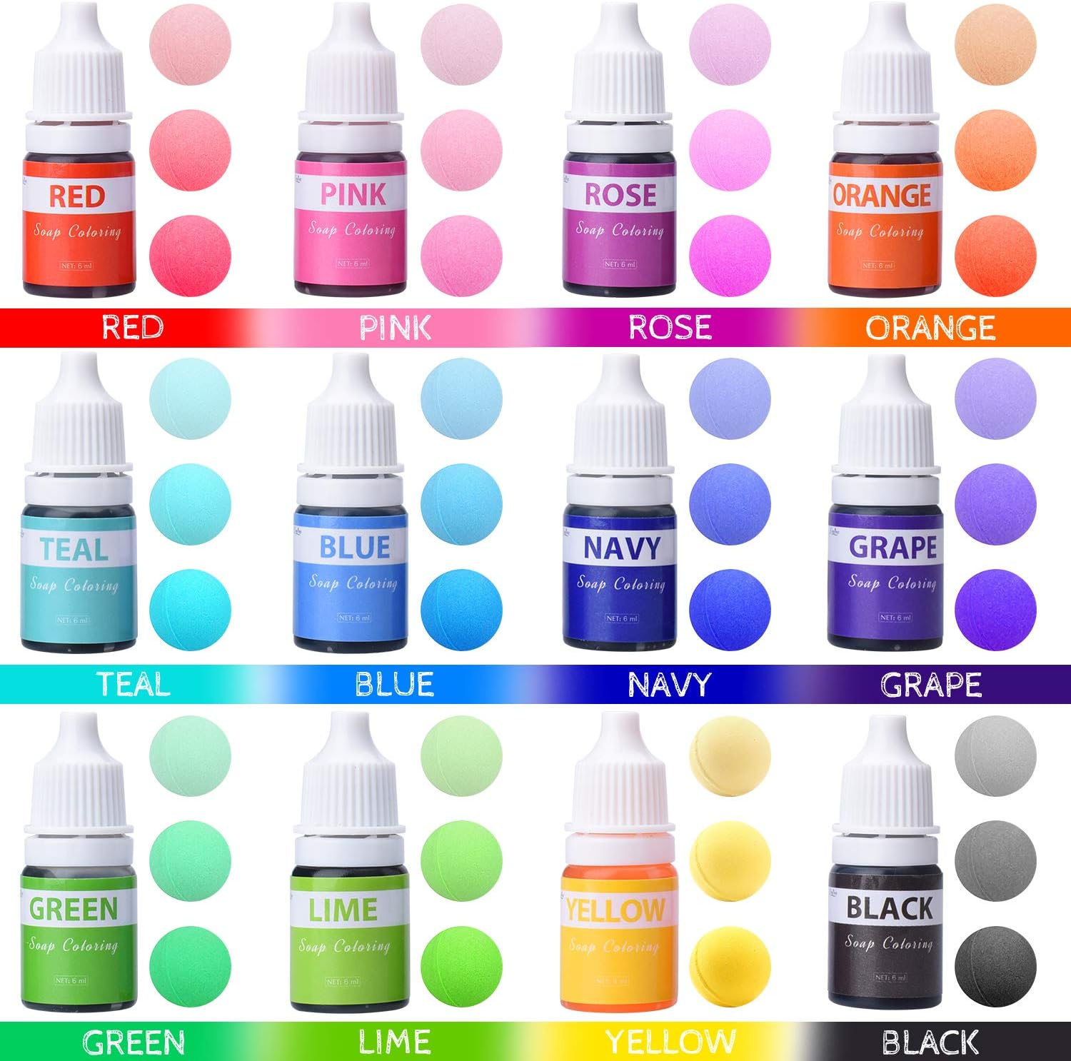 12 Colour Soap Dye, Food Grade Concentrated Soap Colouring for Soap Making Supplies - Image 3