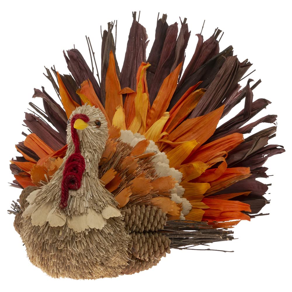 Photo 1 of Boston International Fall Autumn Harvest Thanksgiving Tabletop Turkey Figurine Decoration, 10-Inches, Jerry The Pinecone & Husk Turkey