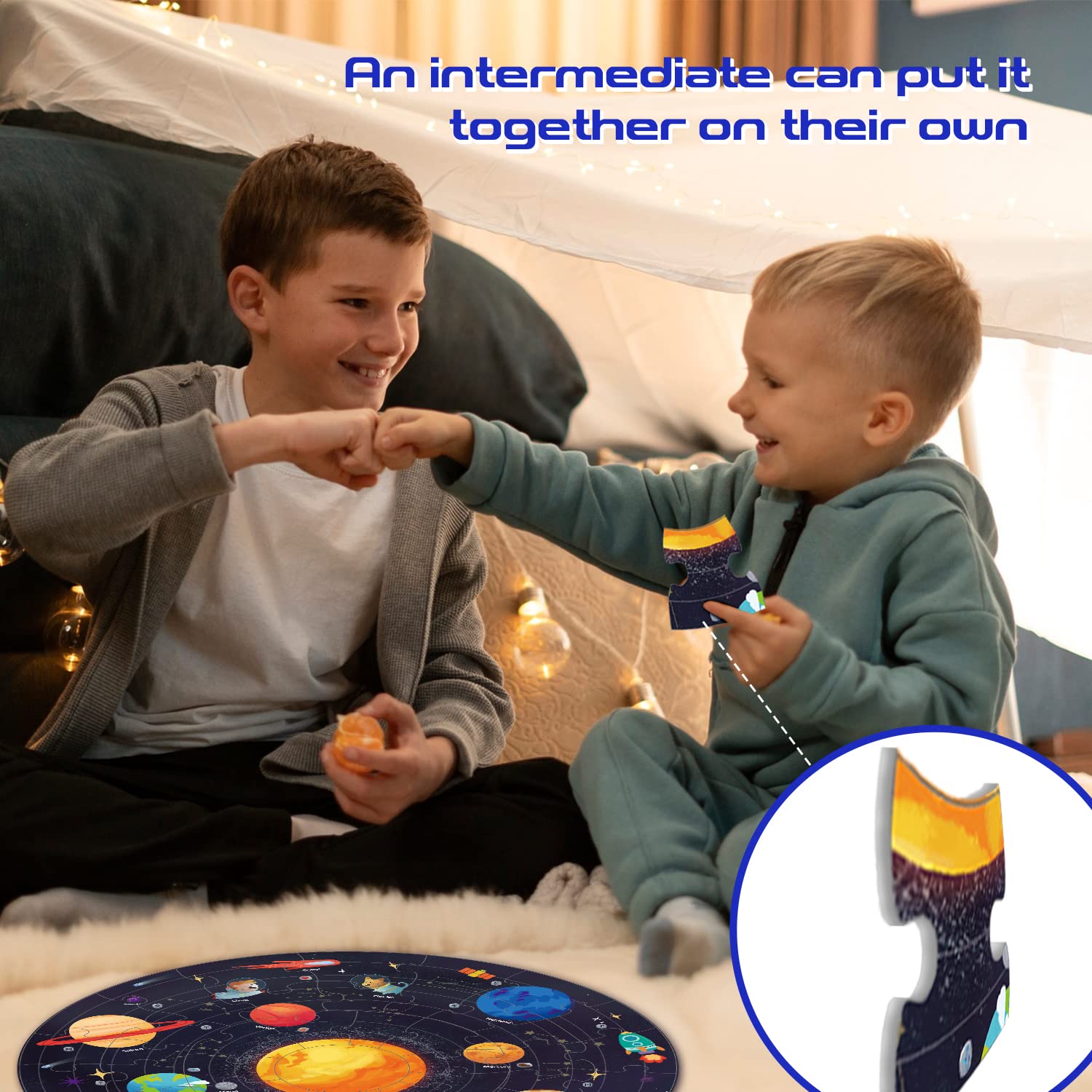 Solar System Puzzles for Kids Ages 4-6, 6-8, Large 48 Pieces Round Space Planets Toddler Puzzle Age 2-4, Jigsaw Floor Puzzles for Kids Ages 3-5, Puzzles Gifts for Boys Girls Children