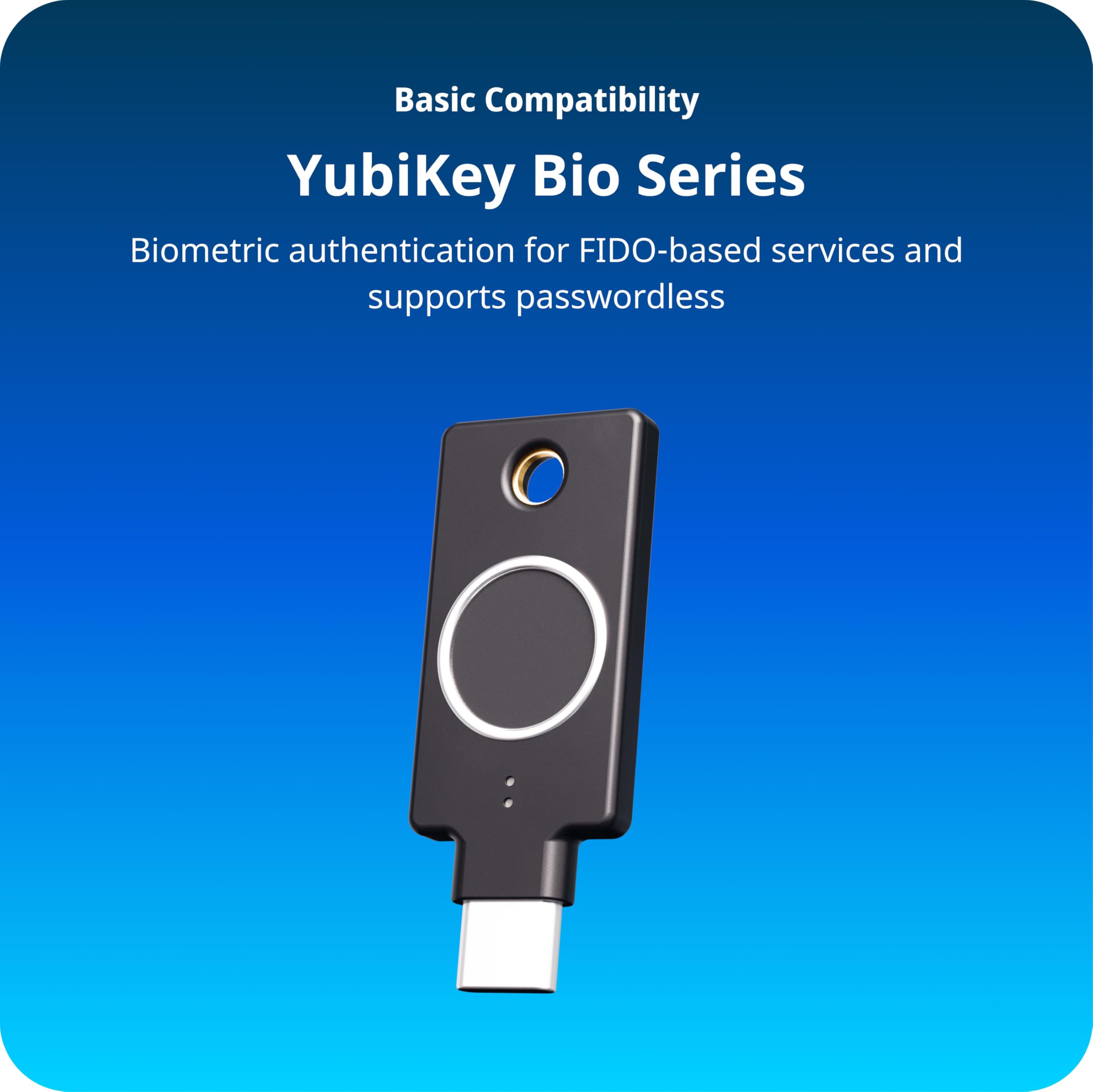 Yubico - YubiKey Bio C (FIDO Edition) - Basic Compatibility - Multi-Factor authentication (MFA) Security Key and passkey, Connect via USB-C, Biometric, FIDO Certified - Protect Your Online Accounts
