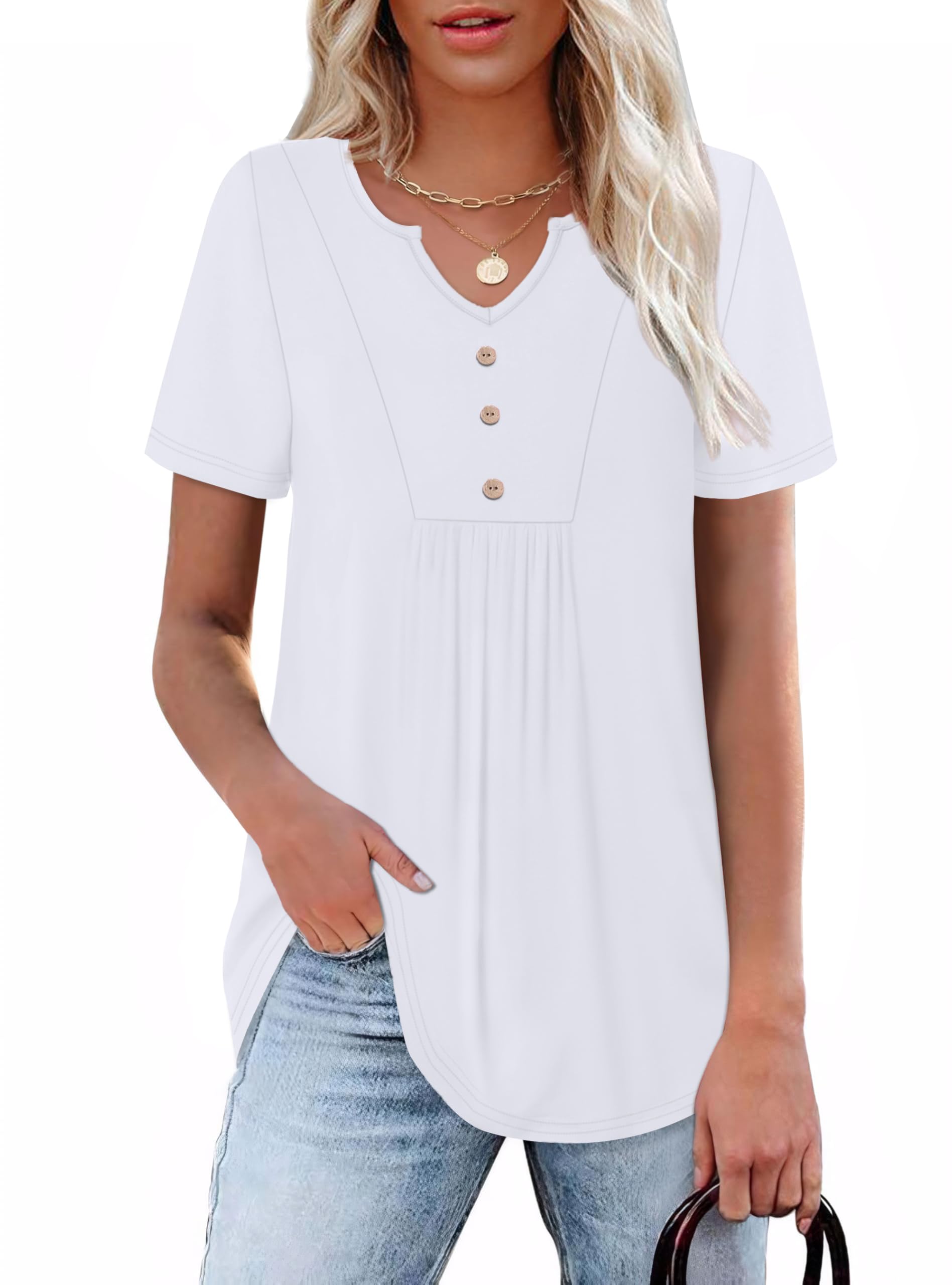 Photo 1 of Size XL.  WIHOLL Womens Tops Dressy Casual Summer V Neck T Shirts Loose Fit Business Spring Blouses 2025 Ladies Vintage Tees Maternity Clothes Travel Outfits White XL