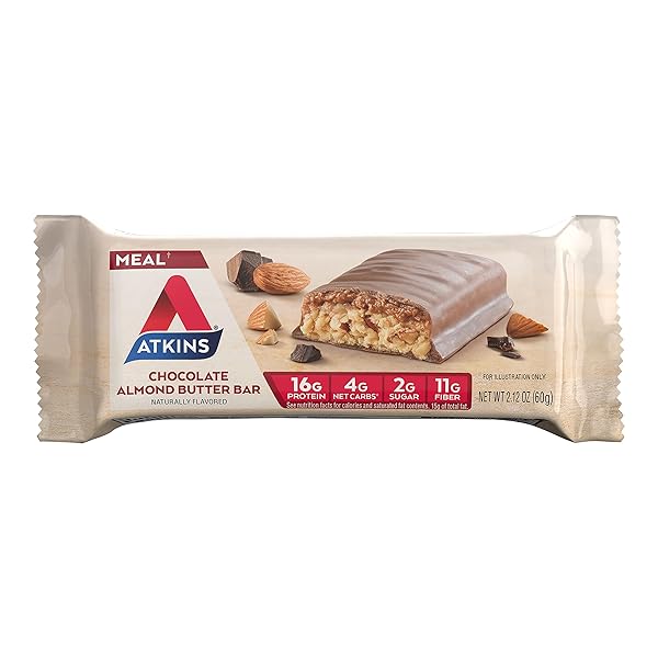 ATKINS CHOCOLATE ALMOND BUTTER PROTEIN MEAL BAR, KETO FRIENDLY, 5 COUNT