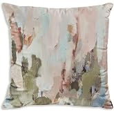 Signature Design by Ashley 20x20 Velvet Accent Throw Pillow, Pink and Green | Printed abstract watercolor design, Solid cream reverse and machine-washable cover with soft polyfill, Lauretwood Series