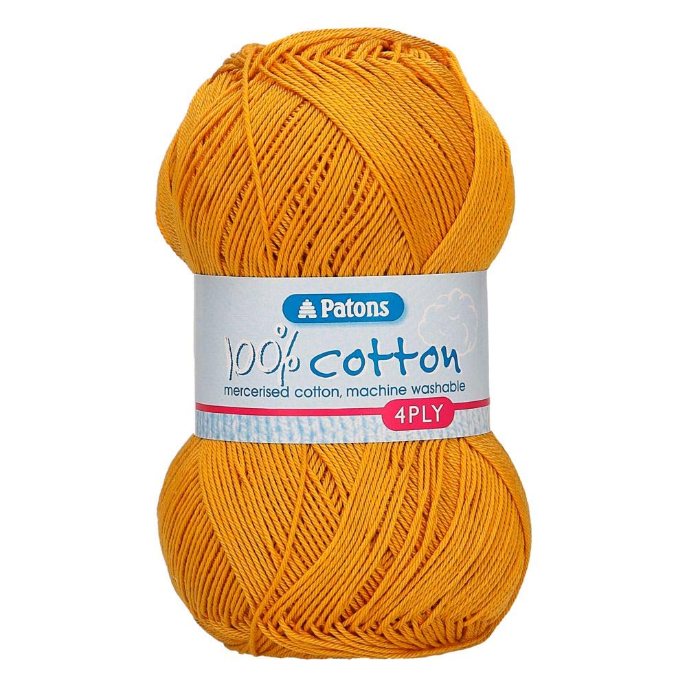 Patons Knitting Yarn, Cotton, Yellow, One Size โ image 1