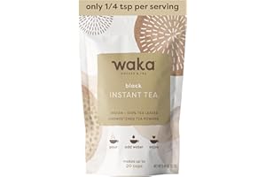WAKA COFFEE Waka Instant Black Tea Mix, Classic - 100% Tea Leaves, No Additives, Unsweetened Sample/Travel Size Tea Powder - Easy Quick Hot and Iced Teas, Up to 20 Cups or 5 Quarts (.45oz)