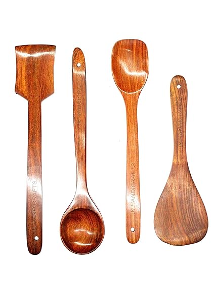 Jk Handicrafts Handmade Wooden Non-Stick Serving and Cooking Spoon Kitchen Tools