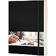 EMSHOI Composition Notebooks College Ruled - Soft Cover Leather Thick Journal, B5 Large Notebook, with Free Sticky Notes, 204 Numbered Pages,100gsm Lined Paper, for Writers Students, 7.5"x10"- Black