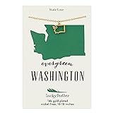 Lucky Feather Washington Shaped State Necklace, 14K
