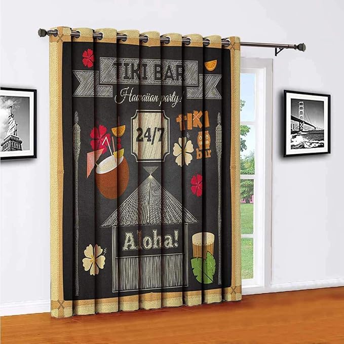 Toopeek Hawaii - Cortina de puerta corrediza para sala de estar, diseño