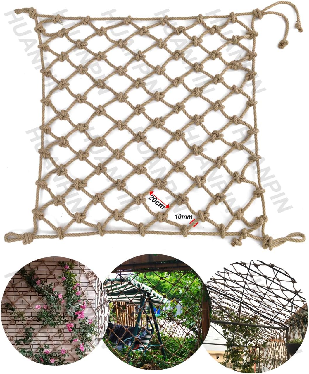 HUANPIN Hemp Rope Net Garden Plant Climbing Growing