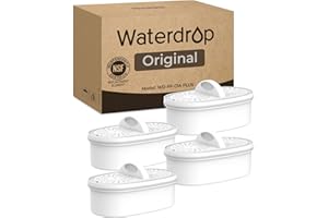[Original] Waterdrop WD-PF-01A Plus Replacement Filters for All Waterdrop Pitcher Filtration System, Reduces PFAS, PFOA/PFOS, Chlorine, Last Up to 3 Months or 200 Gallons (Pack of 4)