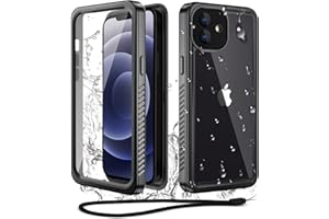 WIFORT for iPhone 12 Waterproof Case - [Certified Water Proof & Military Protection] with [Built-in Screen Protector], Full Body Shockproof Phone Case Cover for iPhone 12 6.1" - Black