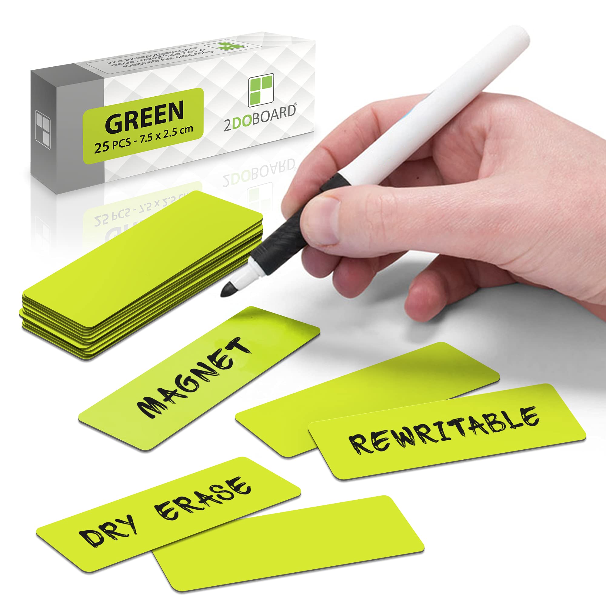 25 Magnetic notes or Magnetic Sticky Notes 3 x 1 Inch - Green - Write with a whiteboardmarker and clean easy