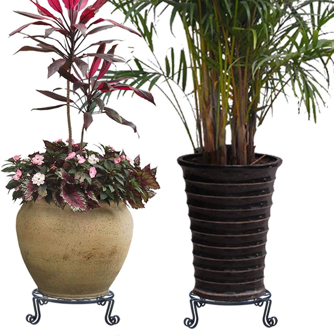 Black Plant Stand for Flower Pot Heavy Duty Potted Holder Indoor Outdoor Metal Rustproof Iron Garden Container Round Supports Rack for Planter Bronze, Pumpkin Stand Outdoor (12 x 3.1 Inches, Black) : Garden & Outdoor