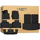 LASFIT Floor Mats & Cargo with Backrest Mat for Ford Explorer 2020-2021 6 Passenger, Custom Fit All Weather Protector TPE Easy Clean Floor Liners, 5pcs Full Set Black