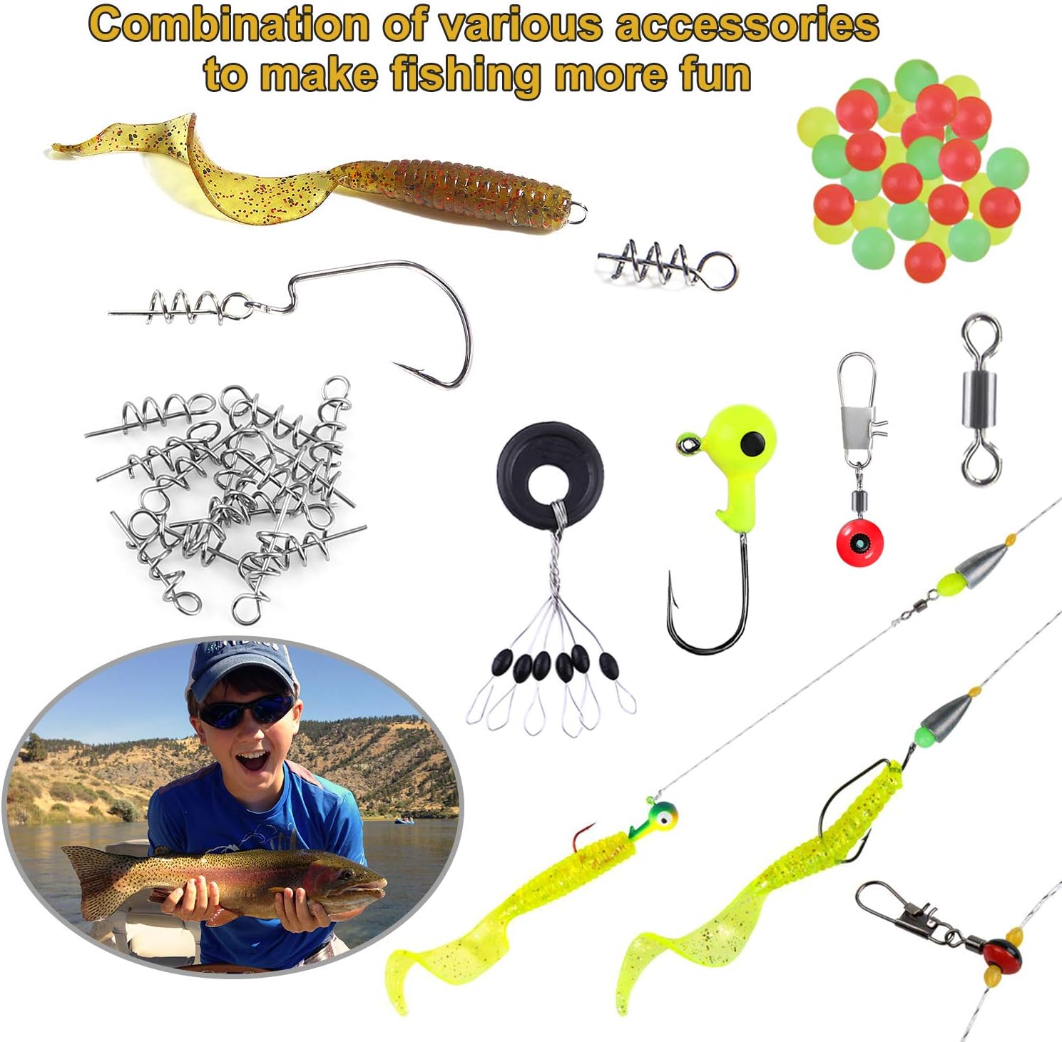 TOPFORT 187pcs Fishing Accessories Kit, Including Jig Hooks, Bullet Bass Casting Sinker Weights, Different Fishing Swivels Snaps, Sinker Slides, Fishing Line Beads, Fishing Set with Tackle Box… : Sports & Outdoors