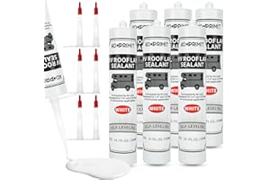 KOOPRIMIT RV Roof Sealant 6 Pack, Self-Leveling Lap Sealant White, Camper Caulk for RV Roofing, Maintenance, Repair