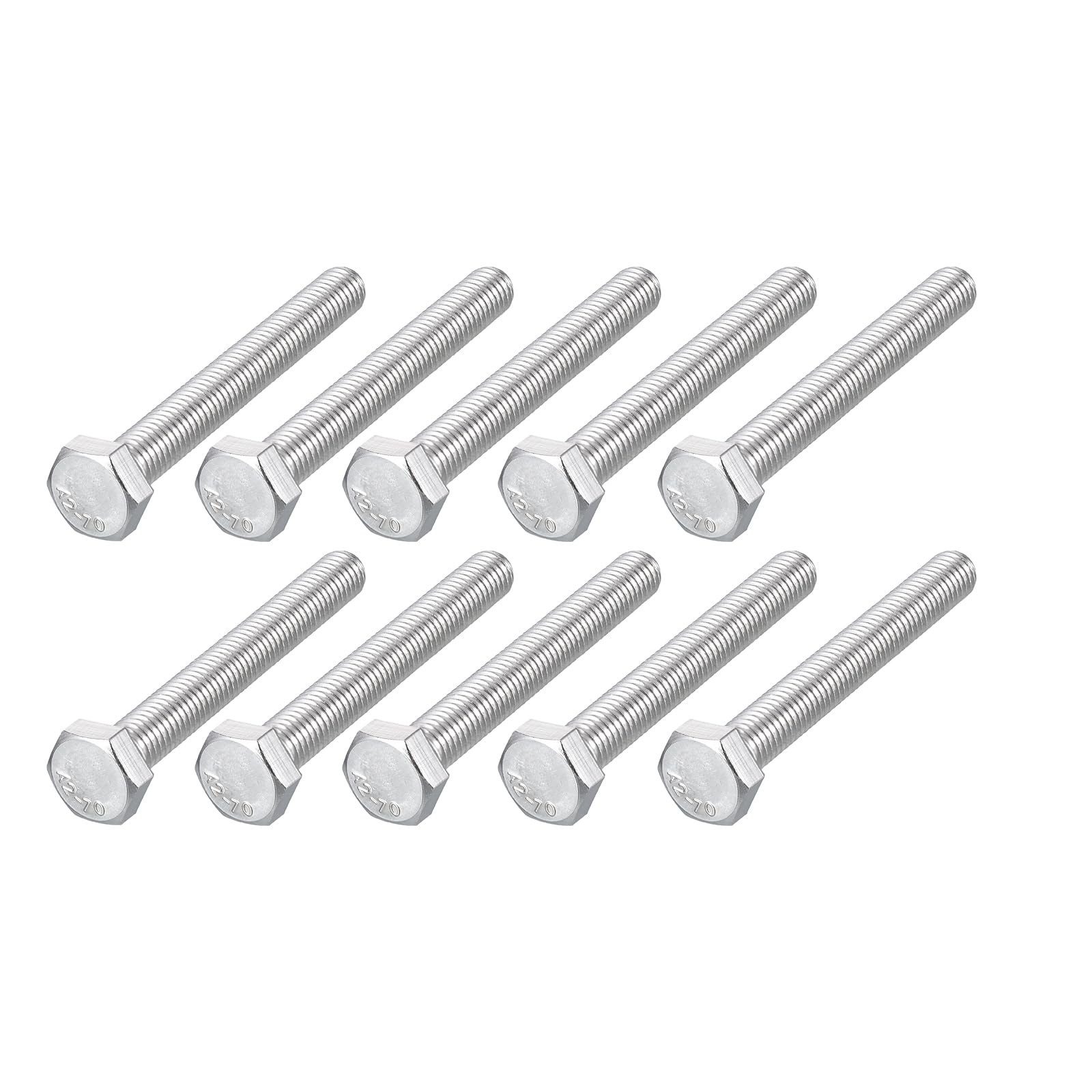 METALLIXITY Hex Bolts (M8-1.25x65mm) 15Pcs, 304 Stainless Steel Coarse Fully Threaded Hex Head Screw Bolt Machine Screws - for Furniture Repair, Silver