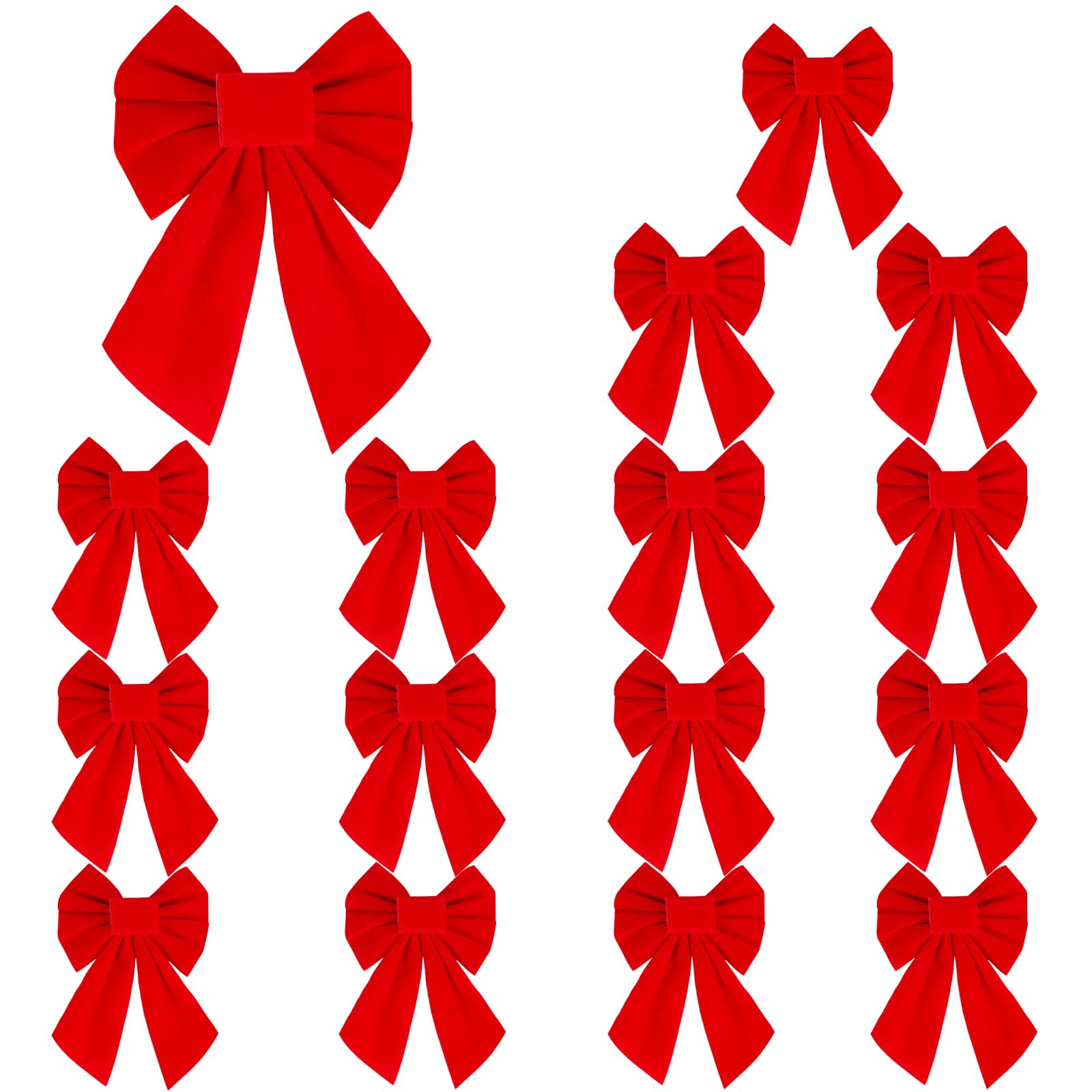 Photo 1 of KIMOBER 16PCS Small Red Velvet Christmas Bows,5 X 7 Inches Christmas Wreath Bows for Xmas Tree Garland Party Decoration