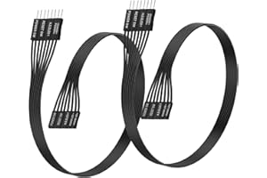 ELFJMZP 2-Pack Motherboard Front Panel Extension Cables,22AWG Flat Ribbon for HDD LED+/-, Power LED+/-, Power SW, Reset SW,fo