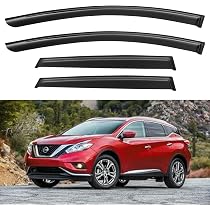 4-Piece JDM Style Window Visor / Rain Guard Set For Nissan Rogue (2014-2020) - Black, Tape-On