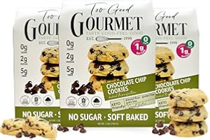 Too Good Gourmet Keto Chocolate Chip Cookies 3 Pack | Low Carb Snacks | Sugar-Free Snacks for Kids & Adults | Grain Free, Soft Baked Keto Friendly Food Desserts | Gluten-Free - 5 Ounce Each