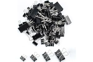 125 Pcs Paper Binder Clips, 4 Assorted Sizes,Jumbo, Large, Medium, Small, Mini, File Metal Fold Documents Clamps for Teacher 