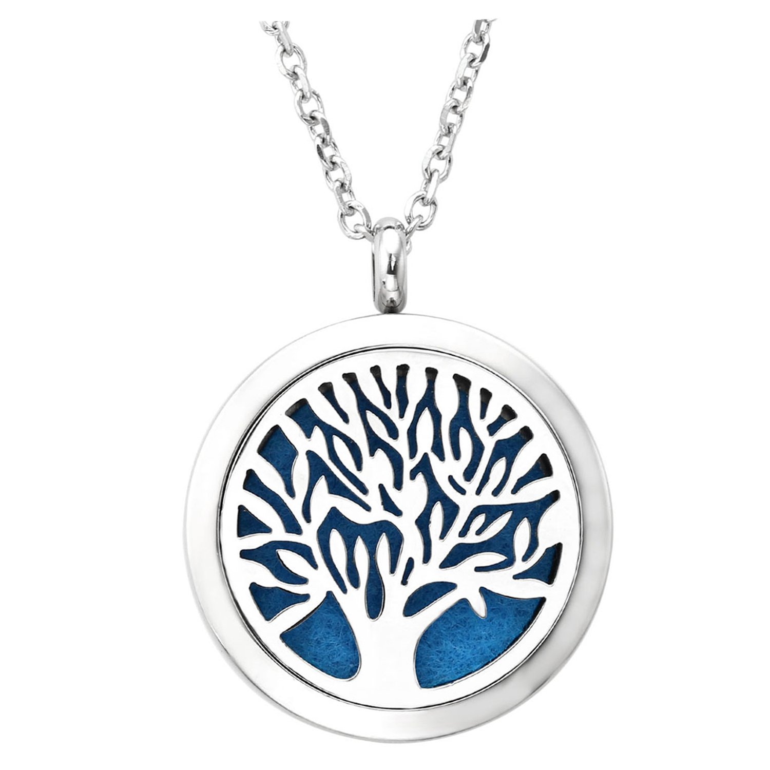 JOVIVI Aromatherapie Kette aus Edelstahl Ätherische Öle Parfum Diffusor Halskette Lebensbaum Floating Medaillon Locket Käfig Anhänger