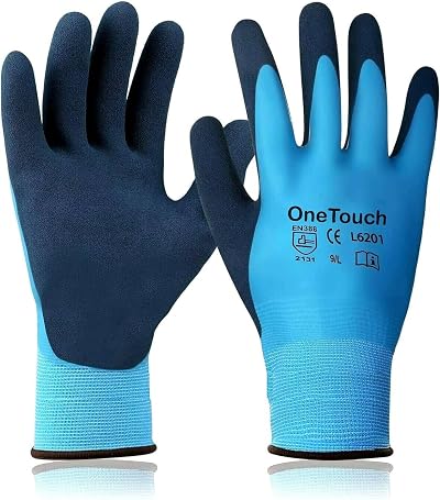 A406 Waterproof Latex Coated Nylon Work Gloves Heavy Duty Grip Builder Safety