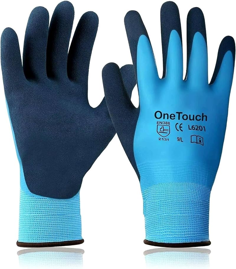 A406 Waterproof Latex Coated Nylon Work Gloves Heavy Duty Grip Builder Safety