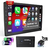 Haudio 9 Inch Double Din Car Stereo, Android 13 Touchscreen Radio with Wireless Apple CarPlay &amp; Android Auto, 2GB+64GB, GPS, Bluetooth, WiFi, FM/AM/RDS, Mirror Link, 720P AHD Backup Camera