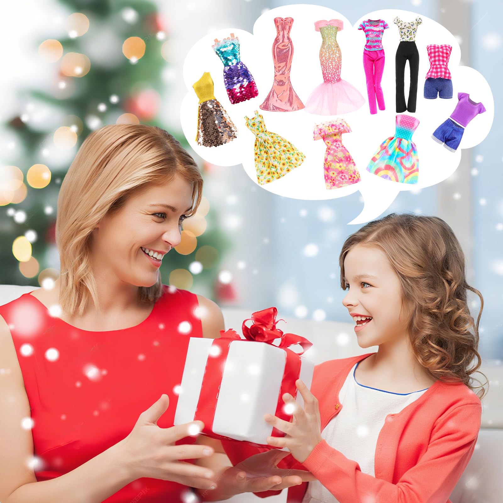 BARWA 11 Sets Doll Clothes Including 2 Sequins Dresses 5 Mermaid Floral Dresses 4 Casual Outfits Tops and Pants for 11.5 inch Girl Dolls