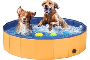 DESOXIVI Foldable Dog Pool, Pet Swimming Pool, Pet Outdoor Bathing Tub, Dog Bath Pool, Protective Lining 47"