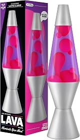 Lava Lamp 2121 Pink Wax Purple Liquid Silver Base Cap 14.5 in Motion Lamp