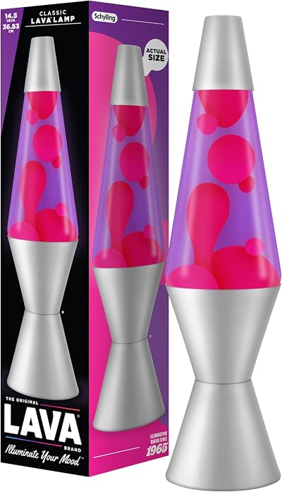 Lava Lamp 2121 Pink Wax Purple Liquid Silver Base Cap 14.5 in Motion Lamp