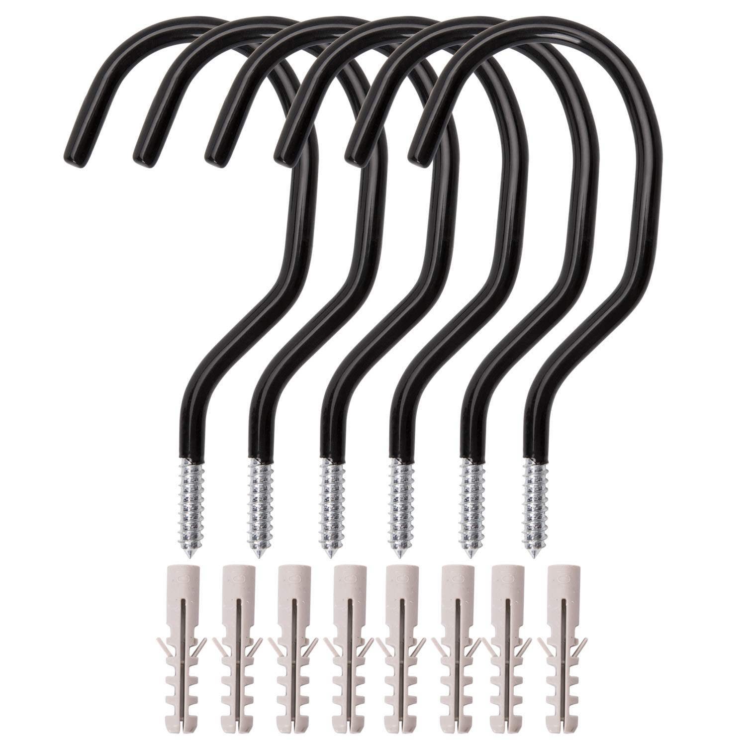 LIVEGREEN 6 Pack Bike Hooks, Heavy Duty Bicycle Storage Hooks Set Storage Hooks Wall Mounted Hook Set for Mountain/Road Bikes