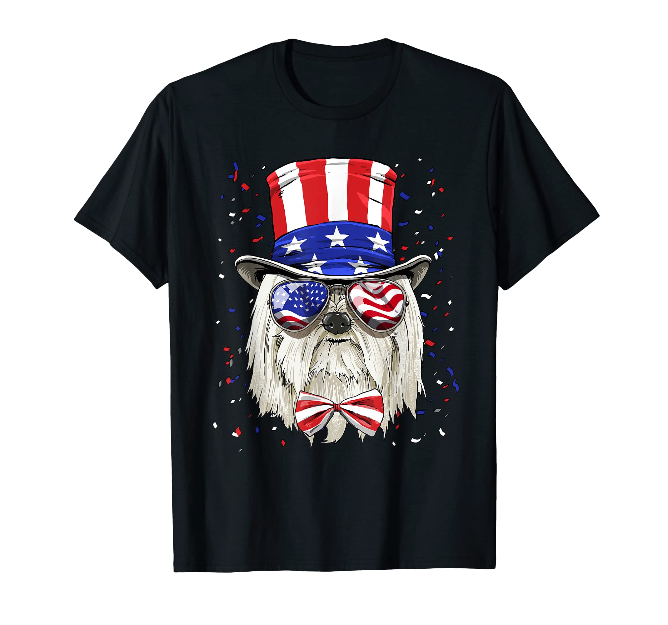 Maltese 4th of July American Dog USA Flag T-Shirt