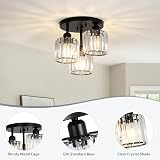 Rayofly 3-Light Modern Crystal Chandeliers Black Semi Flush Ceiling Light view 5
