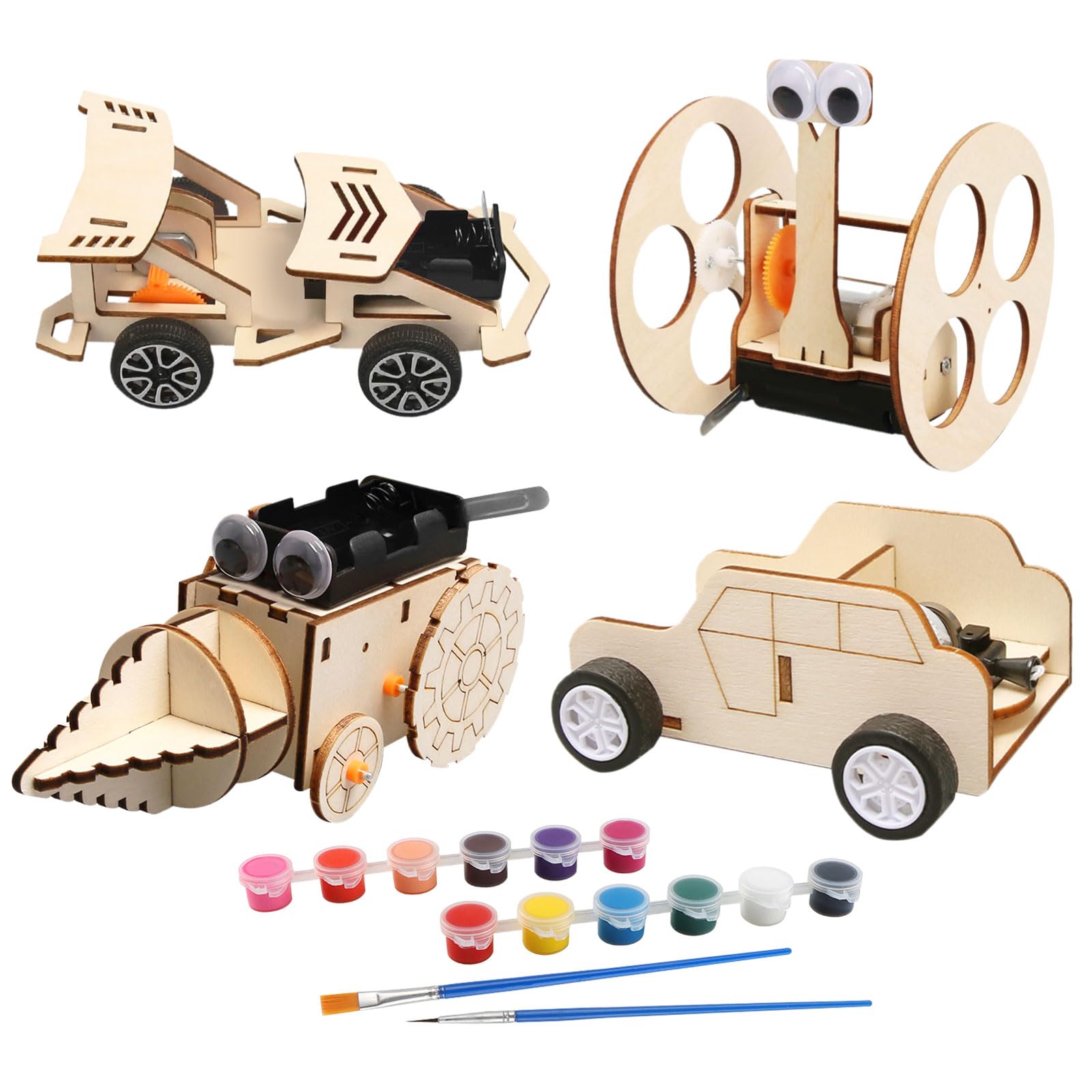 STEM Toys for Kids, Wooden Science Experiments & Engineering Kits, Robot Car Building Model Maker Set, Science Toy for Boys Girls, Activity Educational Toys Birthday Gifts