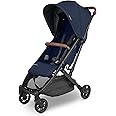 UPPAbaby Minu V2 Travel Stroller/Lightweight, Portable Design/One-Hand Fold/Shoulder Strap and Leather Bumper Bar Included/Noa (Navy/Carbon Frame/Saddle Leather)