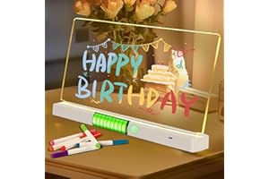 BYTLK Clear Dry Erase Board, Rechargeable LED Acrylic Message Board, Acrylic Illuminated Dry Erase Board, Can be Used as Night Light for bar/Shop/Office/Holiday/Gifts (Horizontal13.7 * 8.2inch)