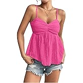 Verdusa Women's Y2k Babydoll Tops Peplum Ruched Lace Trim Cami Cute Going Out Top