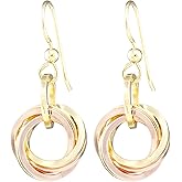 Classy Everyday 14K Yellow and Rose Gold-Filled Classic Love Knot Flat Circle Dangle Earrings Elegant Jewelry Jewelry Gift for Her