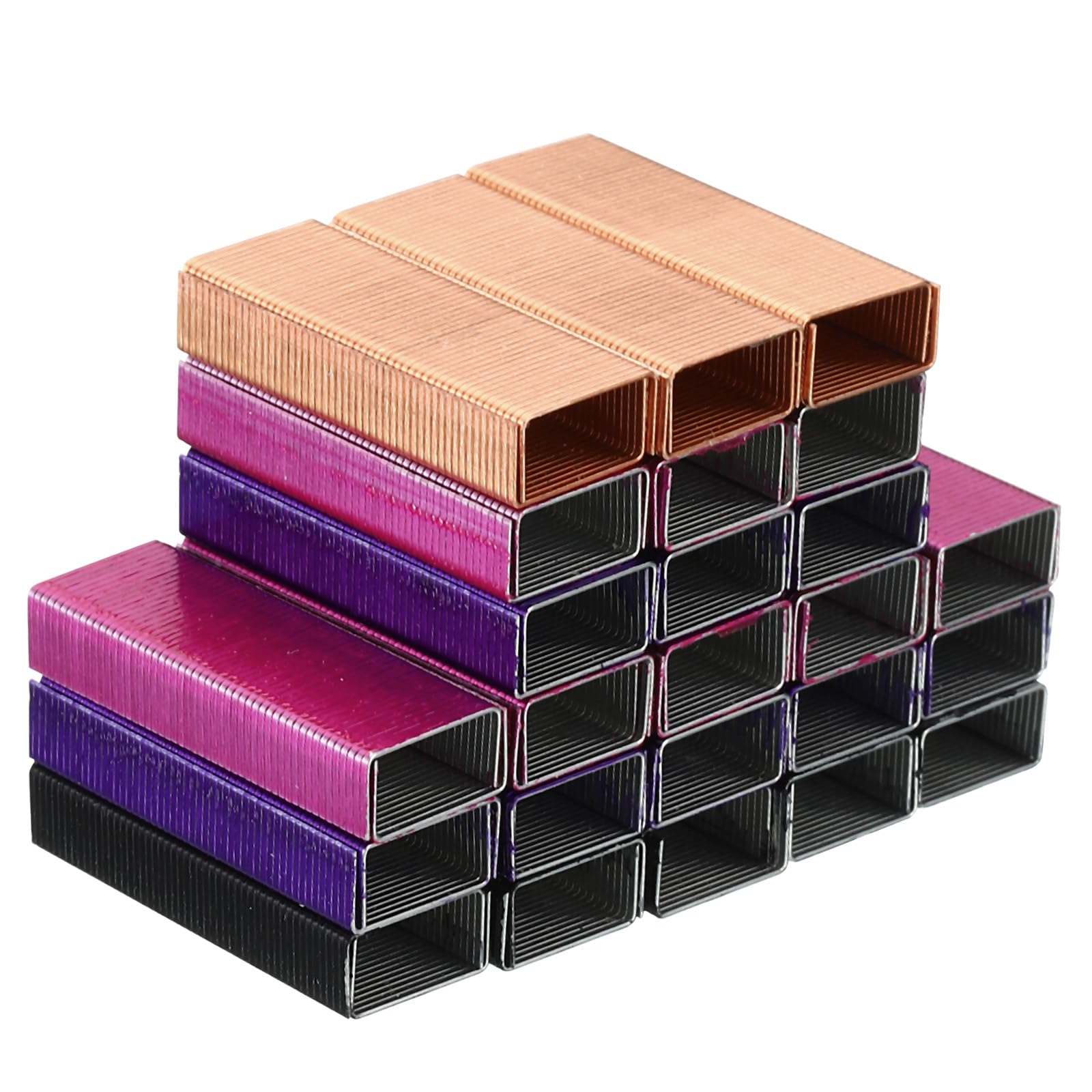 PATIKIL Staples for Stapler, 4 Pack(1000Pcs Per Pack) #10 Mini 3/16 Inch Length Staples Jam Free for Home Office Supplies, Rose Gold/Rose Red/Purple/Black