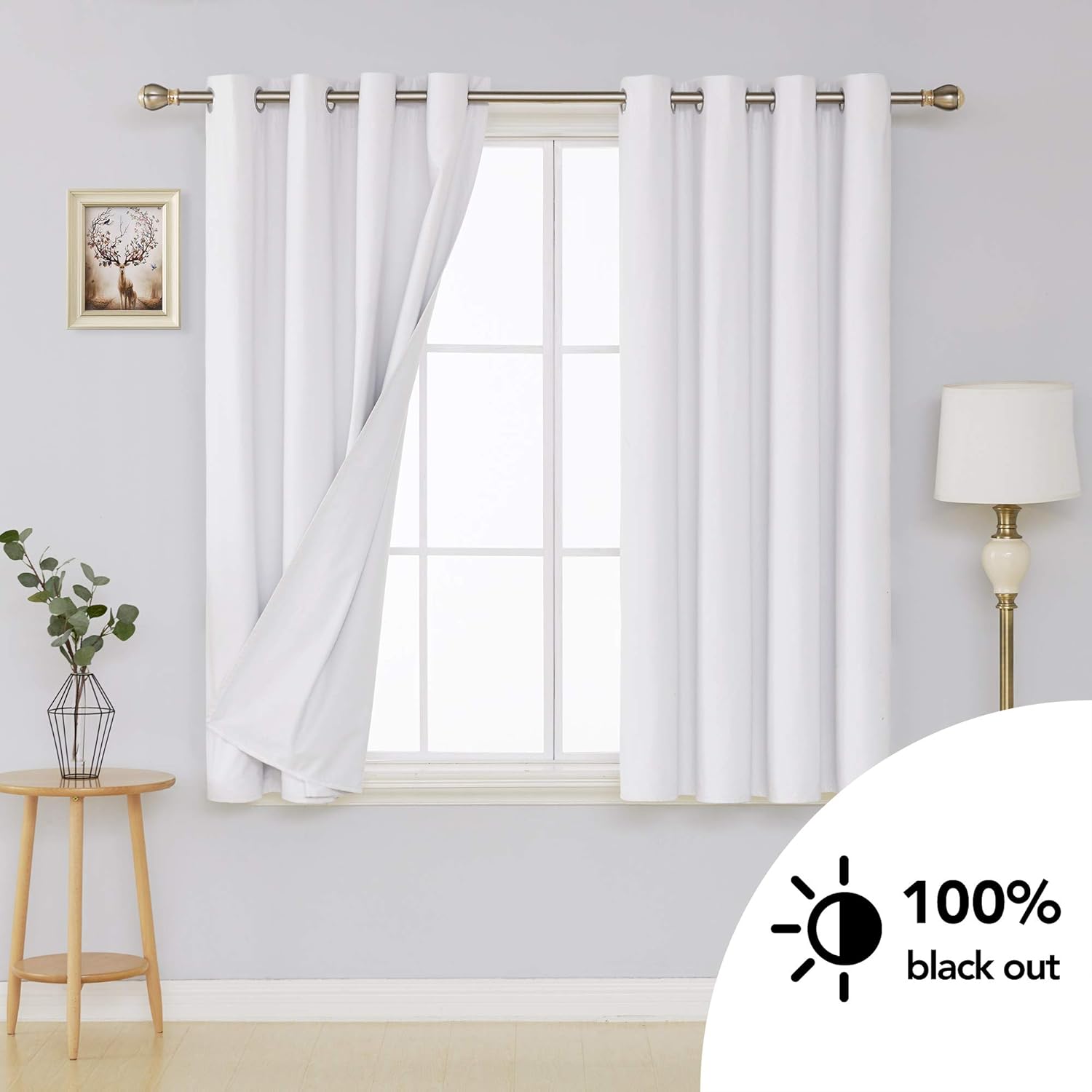 Deconovo Cortinas De Salon Modernas Aislante Termico Funcional Estilo Moderno Elegante Para Sala Con Ojales 117 X 138 Cm Blanco Hogar Y Cocina Decoracion De Ventanas Roalb Al