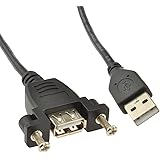 kenable USB 2.0 Panel Mount A Female Socket to A Type Male Plug Cable 15cm